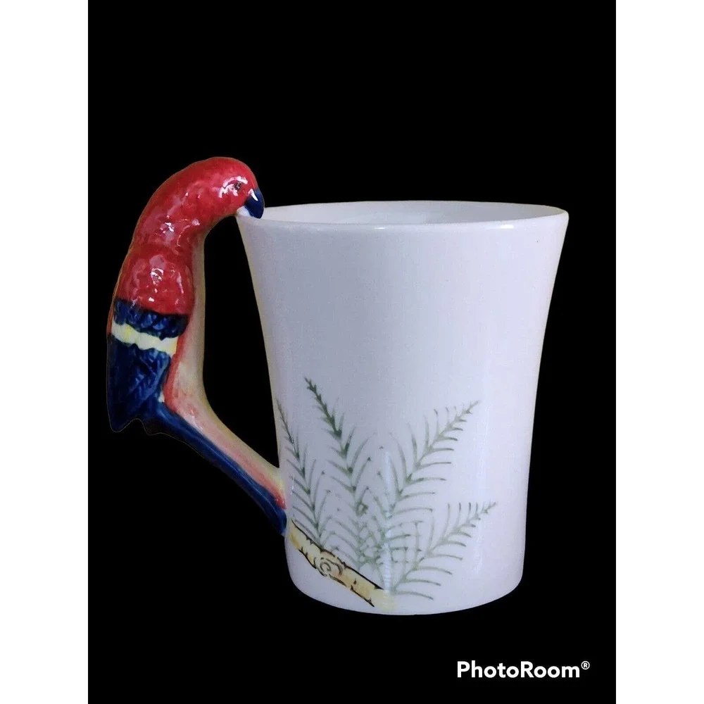 Pier 1 Imports Parrot Handle Ceramic Mug Bird Handle